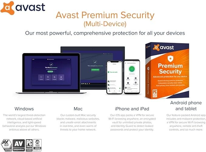 Avast Premium Security 2020 | Antivirus Protection Software | 5 Devices, 1 Year [PC/Mac/Mobile Download]