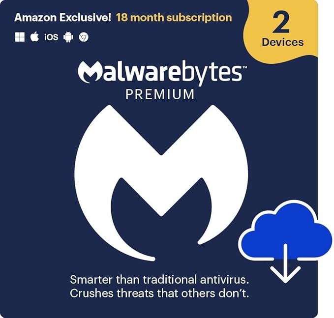 Malwarebytes | Exclusive | 18 Months, 2 Devices | Windows, Mac OS, Android, Apple iOS, Chrome [Online Code]