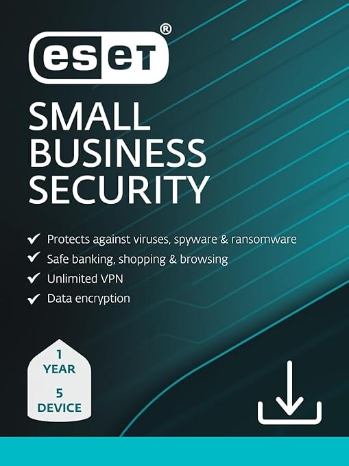 ESET Small Business Security | 2025 Edition | 5 Devices | 1 Year | Small Business Software | Server Protection | VPN | Ransomeware | Privacy | IOT Protection | Digital Download [PC/Mac/Android]