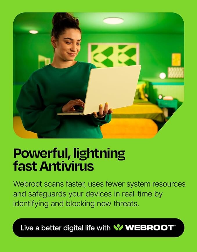 Webroot Internet Security Plus | Antivirus Software 2025 | 3 Device | 1 Year Download for PC/Mac/Chromebook/Android/IOS + Password Manager
