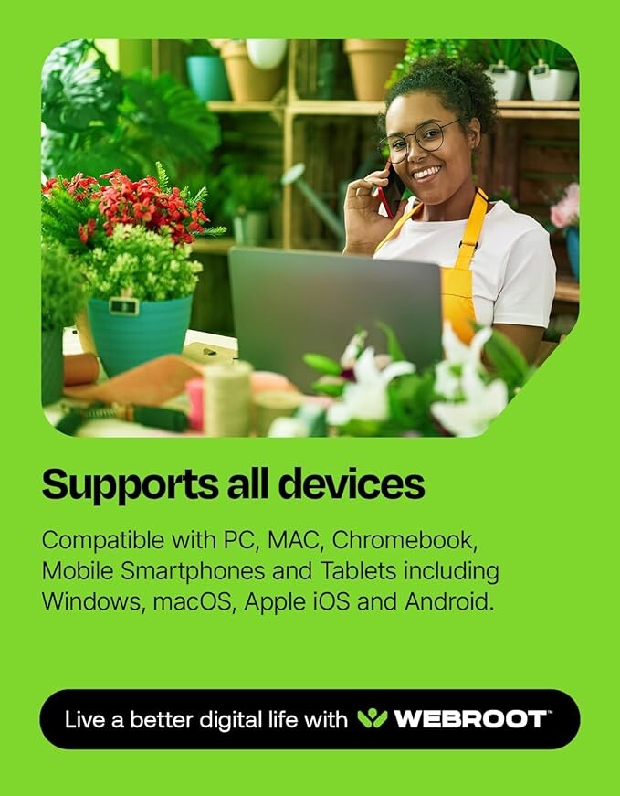 Webroot Internet Security Plus | Antivirus Software 2025 | 3 Device | 2 Year Download for PC/Mac/Chromebook/Android/IOS + Password Manager
