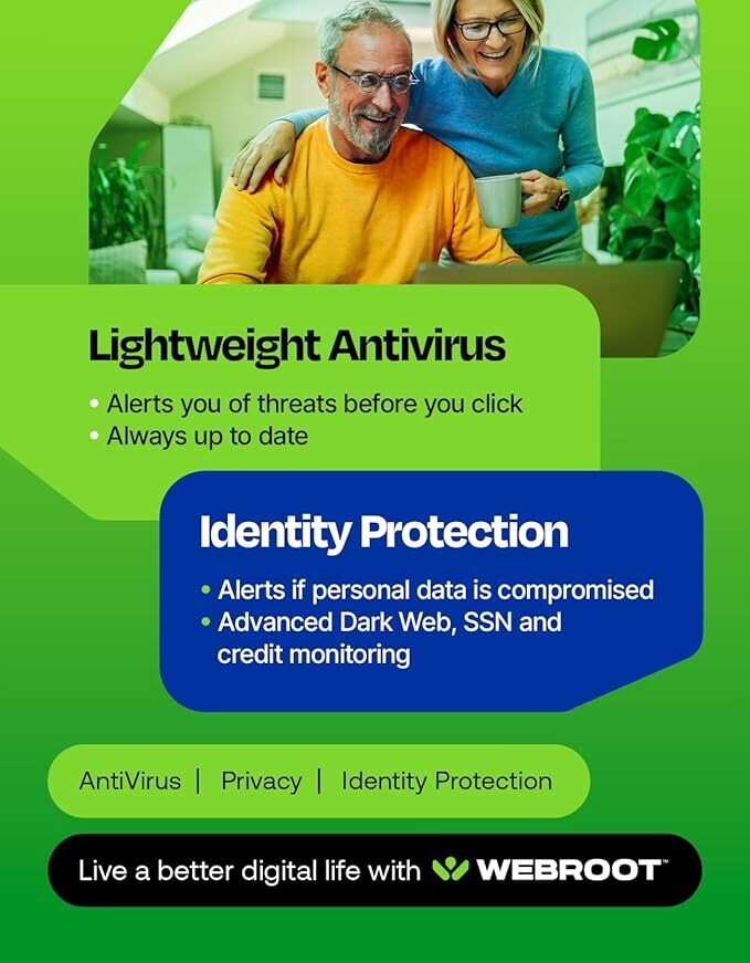 Webroot Premium 2025 with Allstate Identity Protection | 5 Device, 1 Year | Antivirus and Internet Security Software, Advanced Dark Web Monitoring, Password Manager | NEW [Online Code]