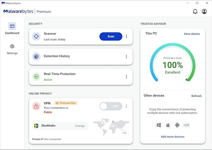 Malwarebytes Premium | 1 Year, 5 Device | Windows, Mac OS, Android, Apple iOS, Chrome [Online Code]